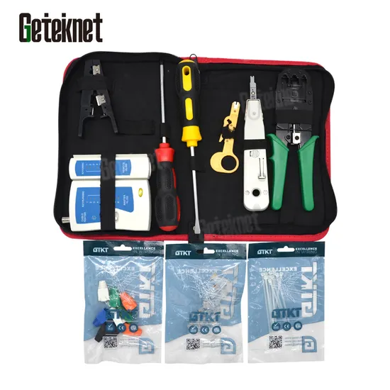 Geteknet Network Cabling Tool Kit Hand Crimping RJ45 Tool LAN Cable Tester Ethernet Set RJ45 Network Tool Kit 